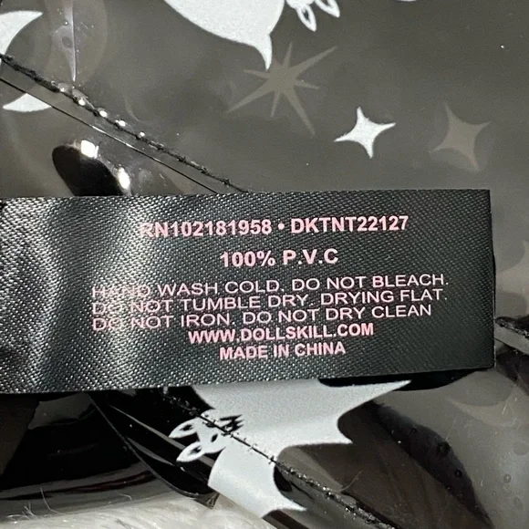 TRICKZ N TREATZ Bat My Lashes Print PVC Vinyl Mini Dress Bat Crescent Moon Black - Picture 14 of 14